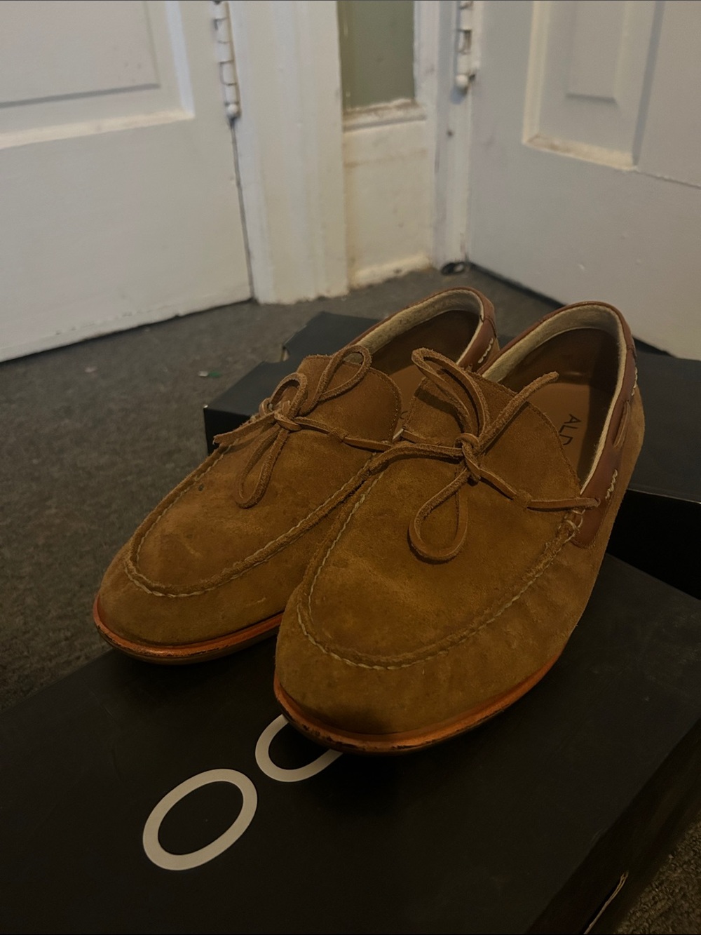Aldo Men's Suede Tie-Front Loafers in camel